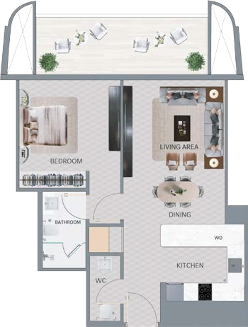 Mercedes-Benz Places One Bedroom floor plan layout