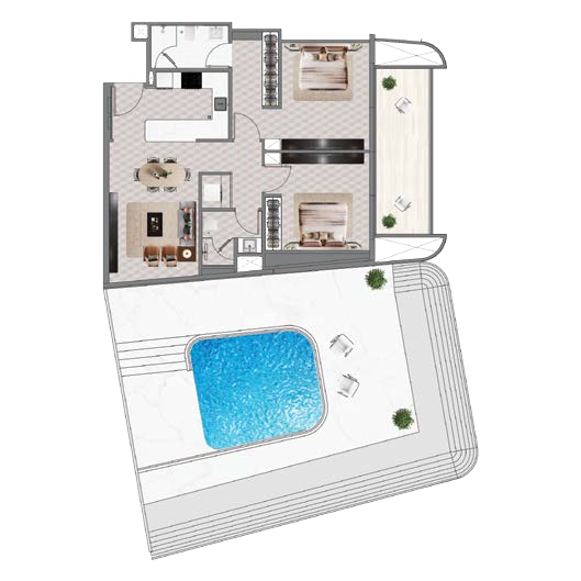 Mercedes-Benz Places Two Bedroom floor plan layout