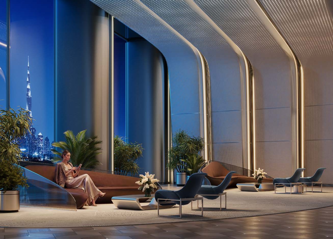 Mercedes-Benz Places premium lobby with Burj Khalifa view