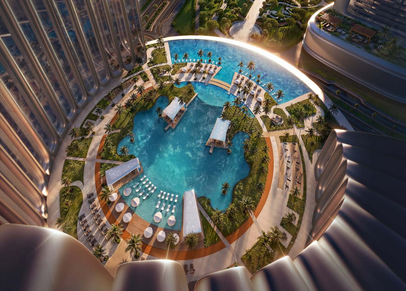 Binghatti Mercedes City resort-style infinity pool and sun deck